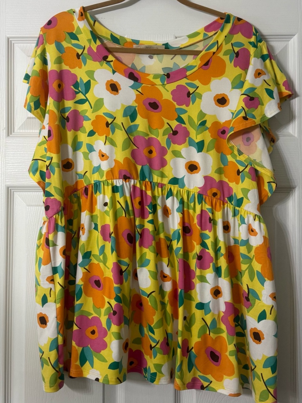 Women's Yellow Floral Peplum Tunic Top